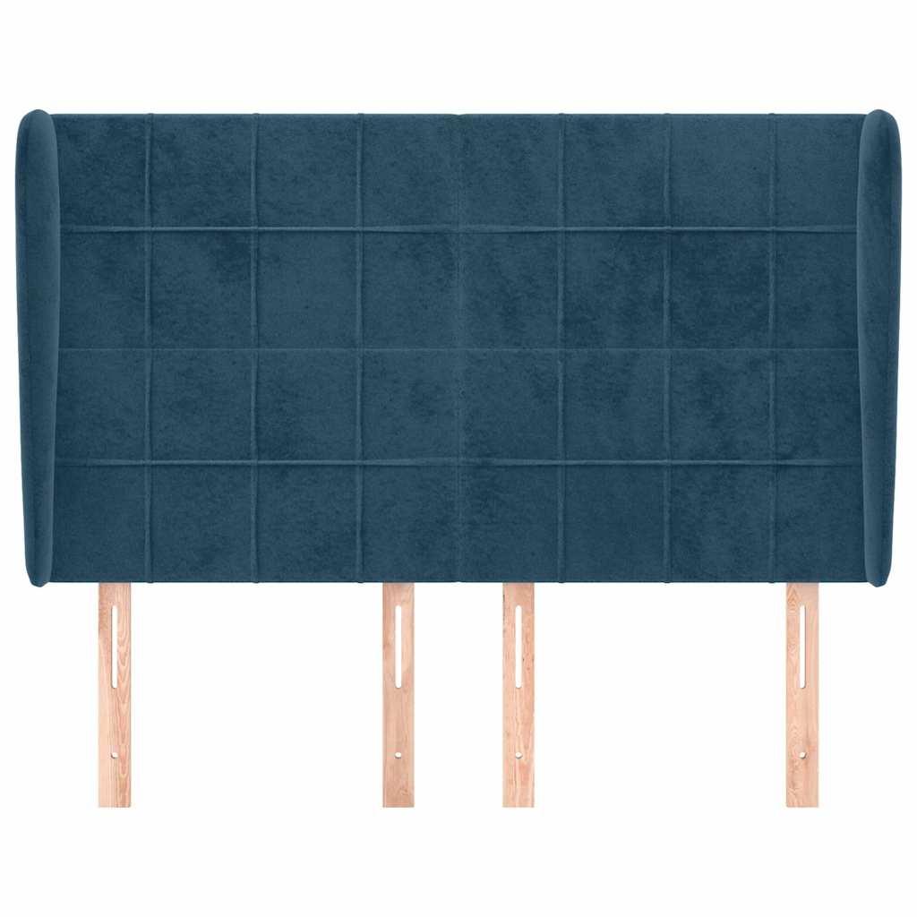 Kopfteil mit Ohren Dunkelblau 93x23x78/88 cm Samt