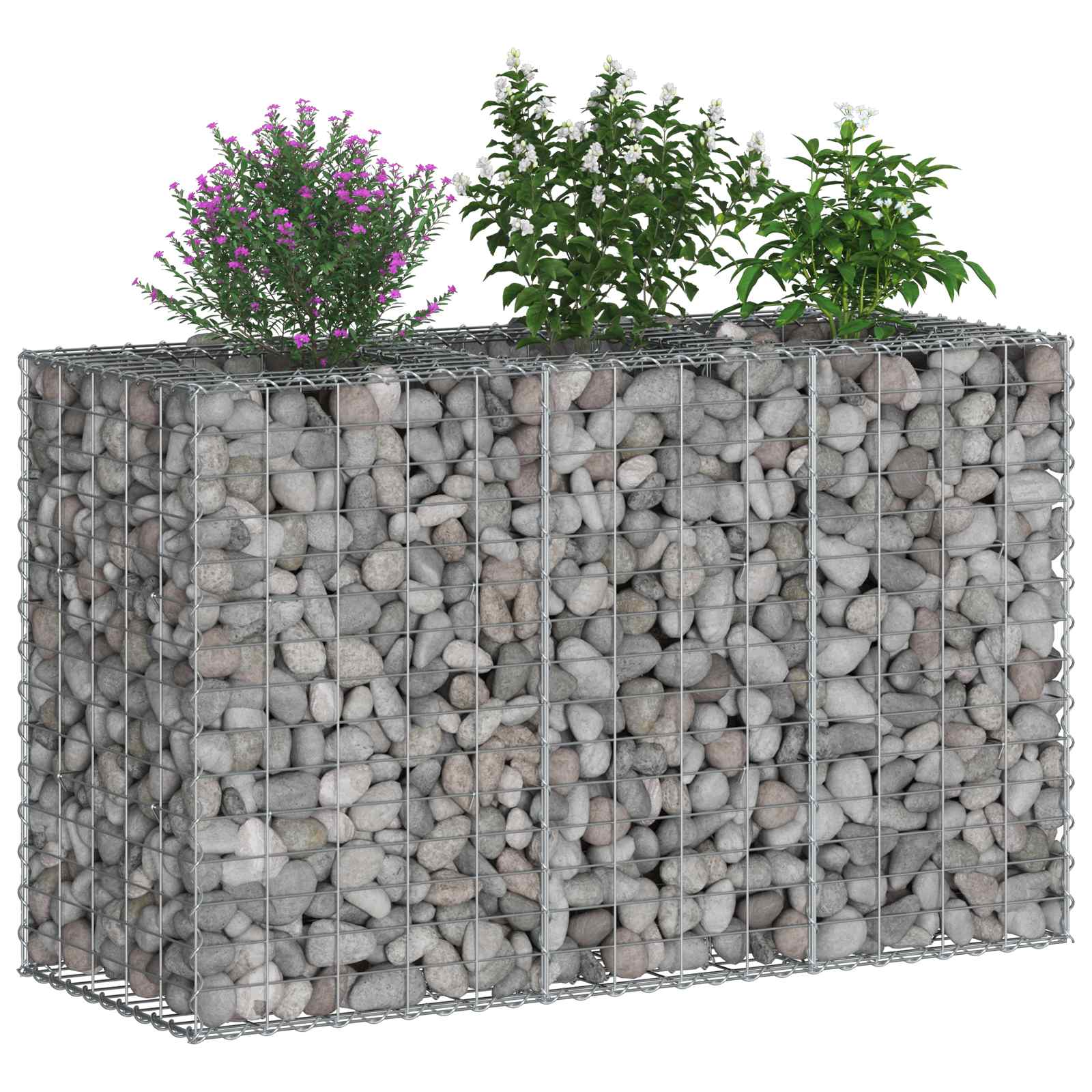 Gabionen Hochbeet 2 pcs Silber 260 x 60 x 55 cm