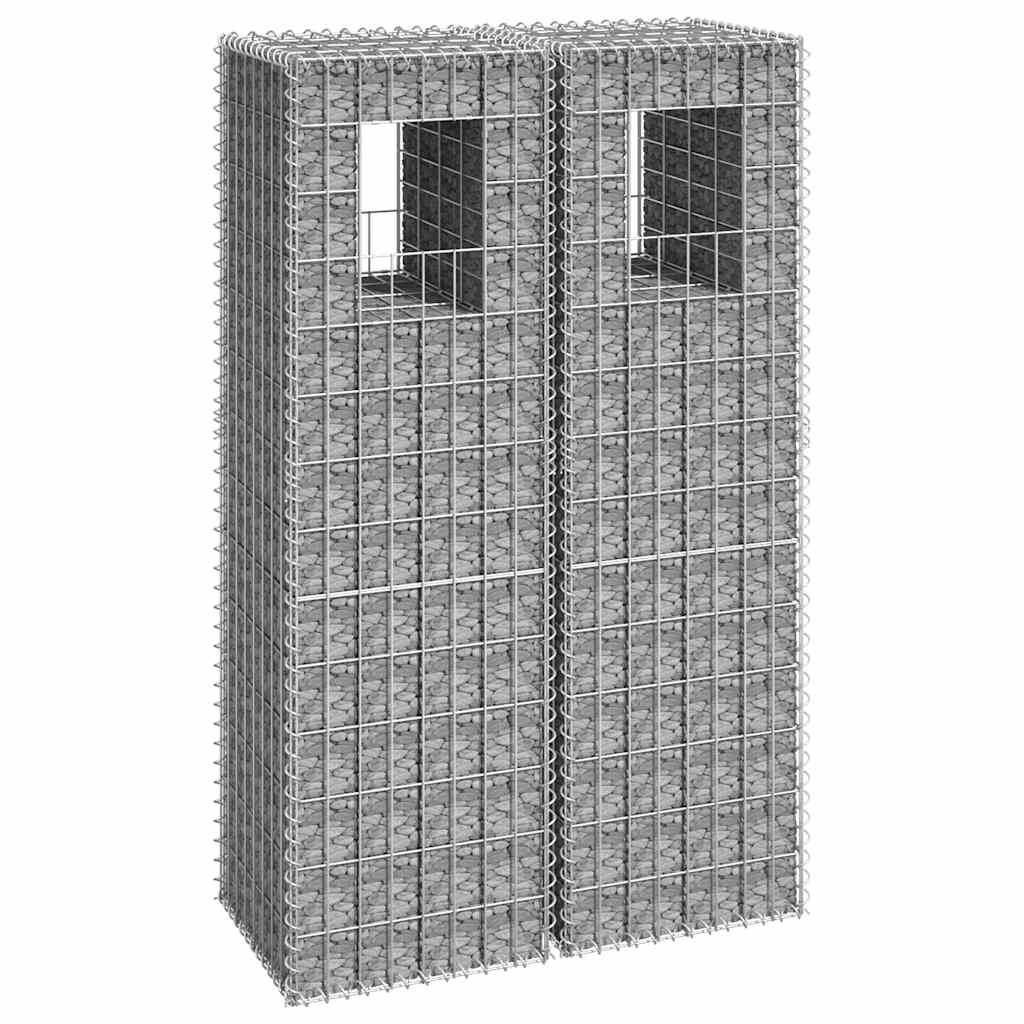 Gabionensäulen 2 Stk. 40x40x60 cm Eisen