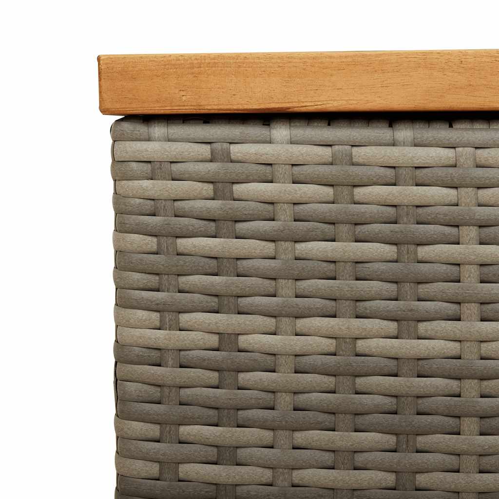 Gartentruhe Schwarz 110x50x54 cm Poly Rattan Akazienholz