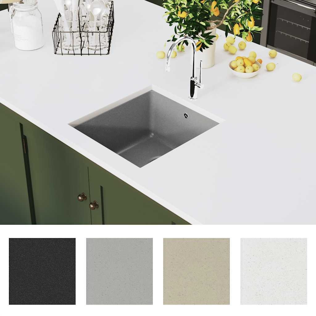 Granitspüle Einzelbecken Schwarz