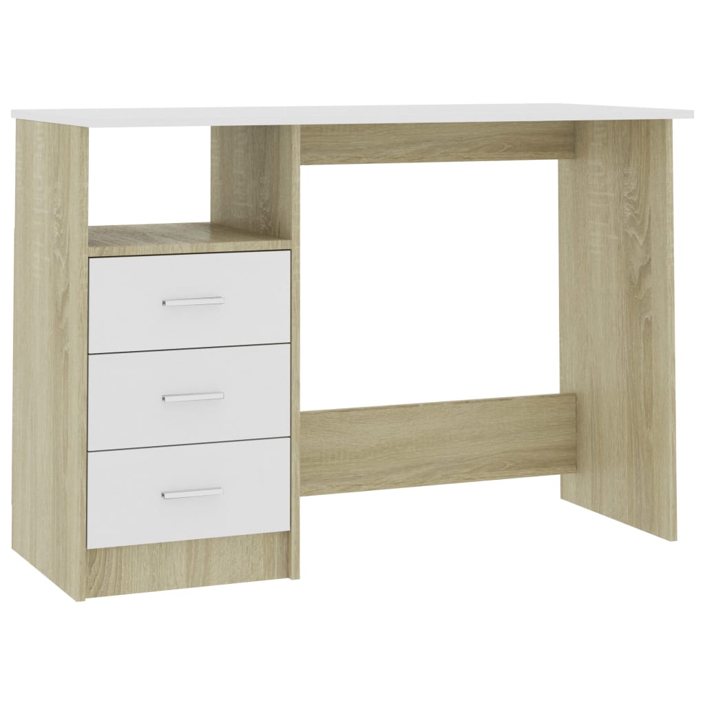 Schreibtisch mit Schubladen Weiß 110x50x76 cm Holzwerkstoff