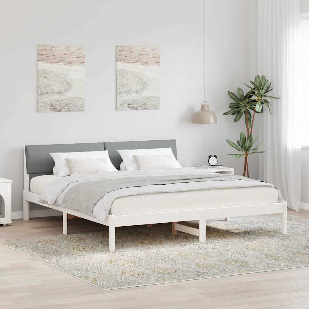 Bettgestell Braun und hellgrau 200 x 200 cm Massivholz Kiefer