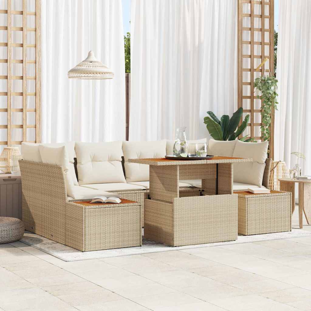Garten Essgruppe mit Kissen 9 pcs Schwarz und Beige