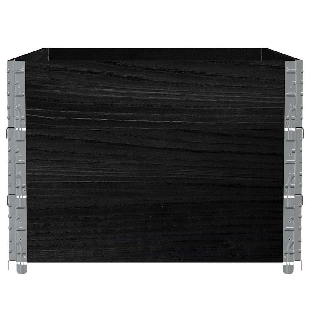 Paletten-Aufsatzrahmen Schwarz 80x60 cm Massivholz Kiefer