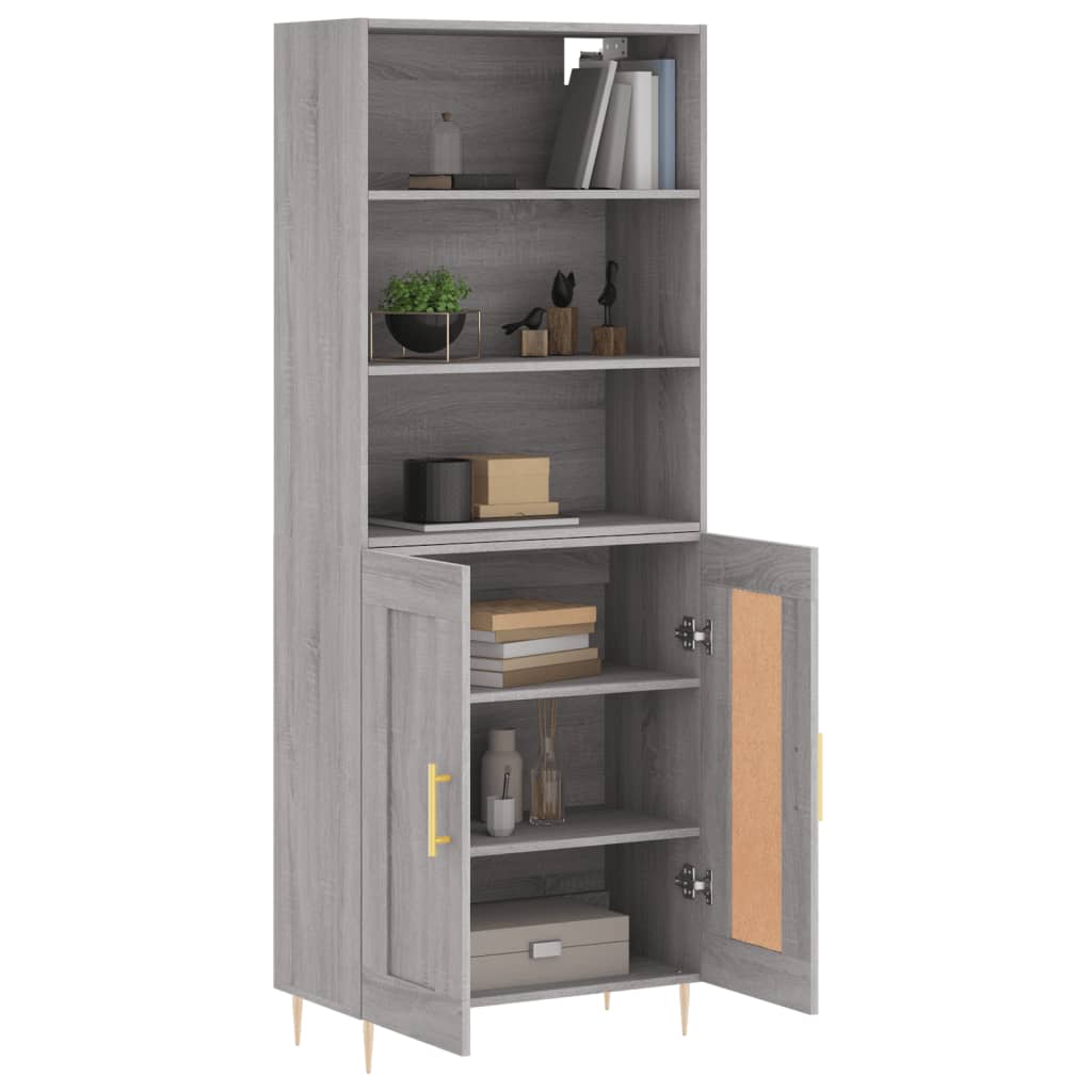 Highboard Hochglanz-Weiß 69,5x34x180 cm Holzwerkstoff
