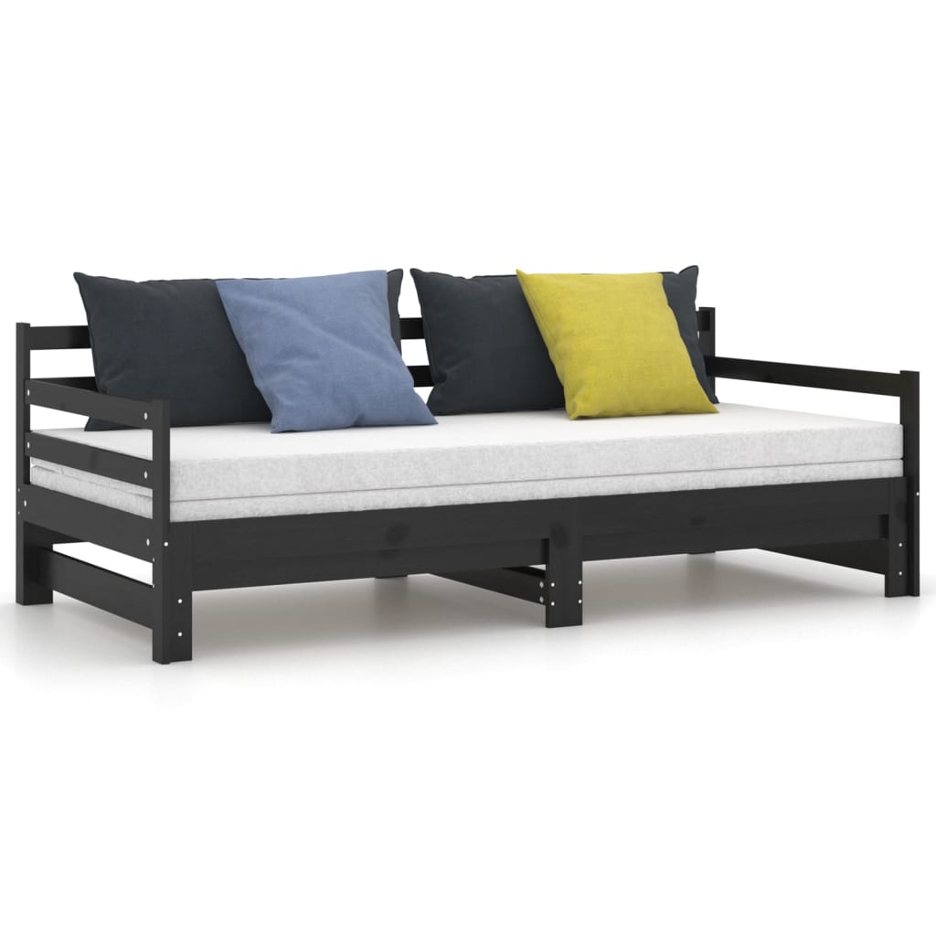Ausziehbares Tagesbett Grau Massivholz Kiefer 2x(90x200) cm