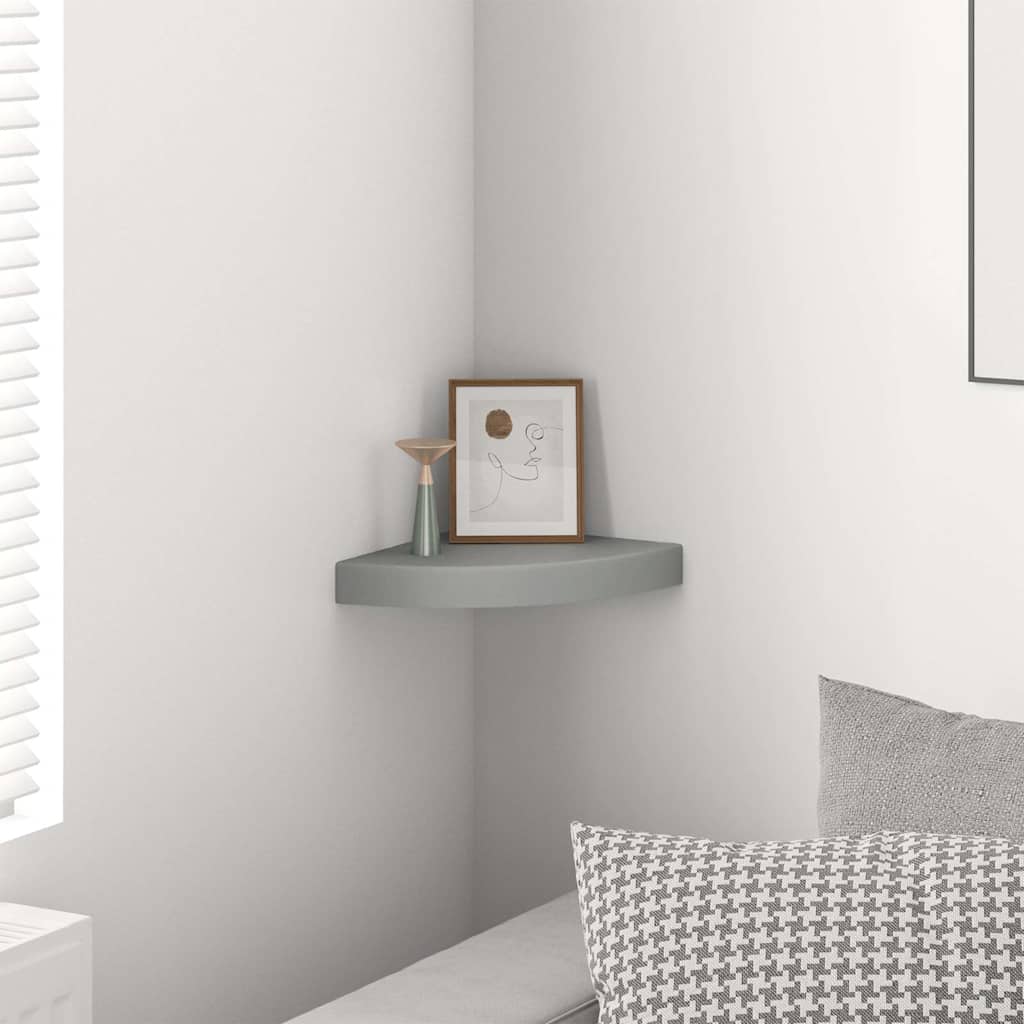 Schwebende Eckregale 2 Stk. Hochglanz-Weiß 25x25x3,8 cm MDF