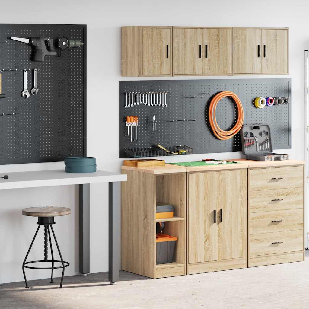 Garagenschränke 2 Stk. Schwarz Holzwerkstoff