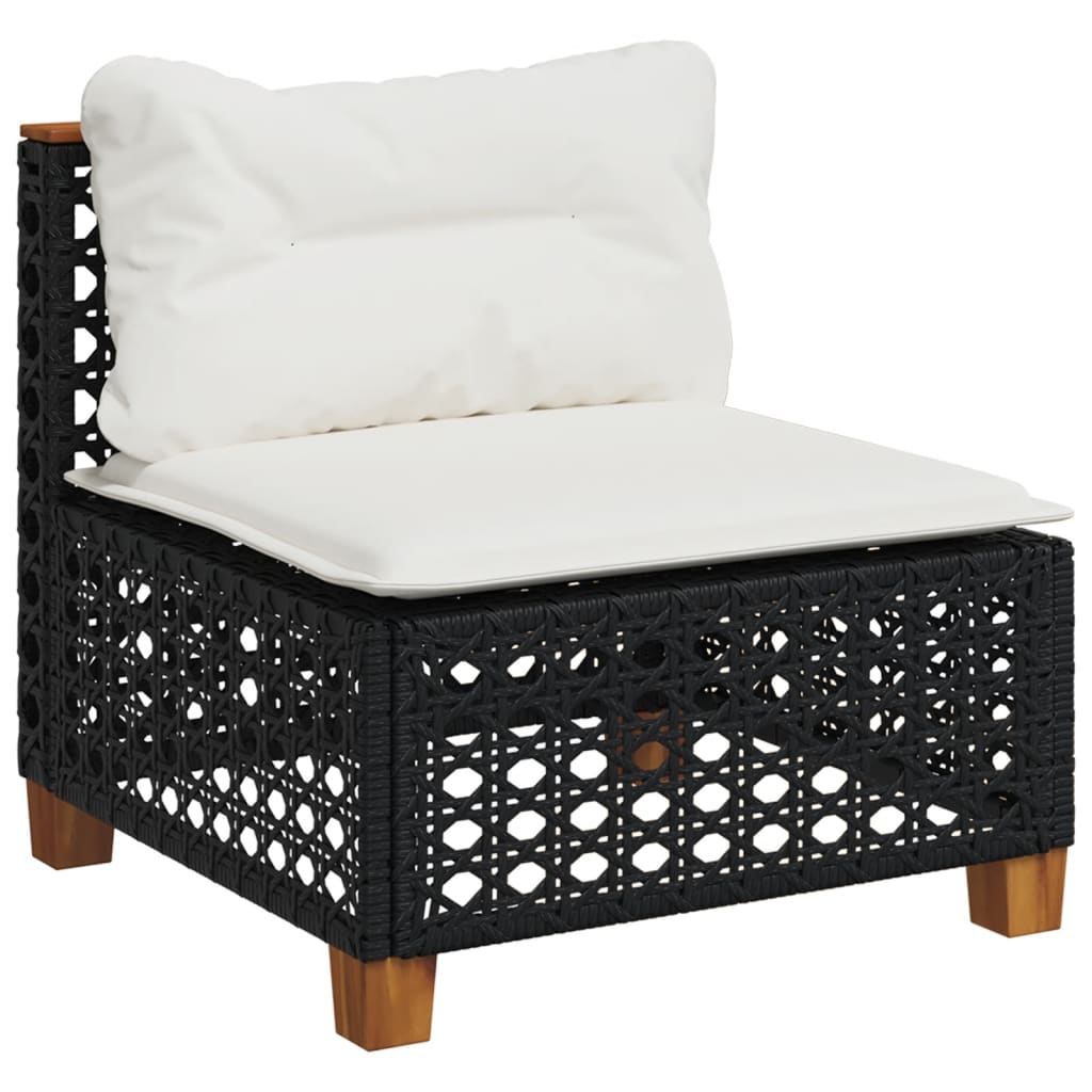 10-tlg. Garten-Sofagarnitur mit Kissen Beige Poly Rattan
