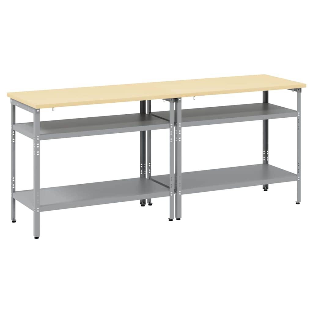 Werkbank-Set mit Schubladen 2 pcs Rot und Grau 200 x 55 x 85 cm