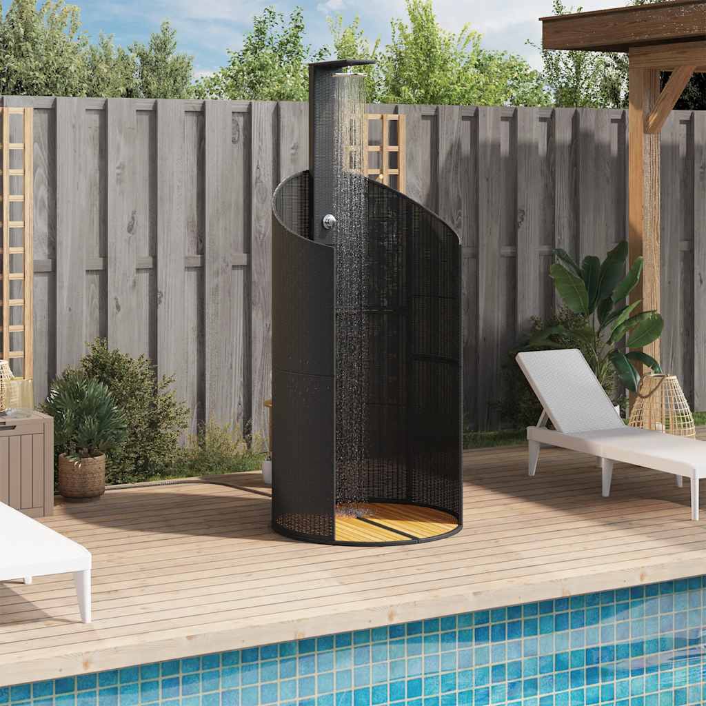 Gartendusche Grau 100x100x241,5 cm Poly Rattan Akazienholz