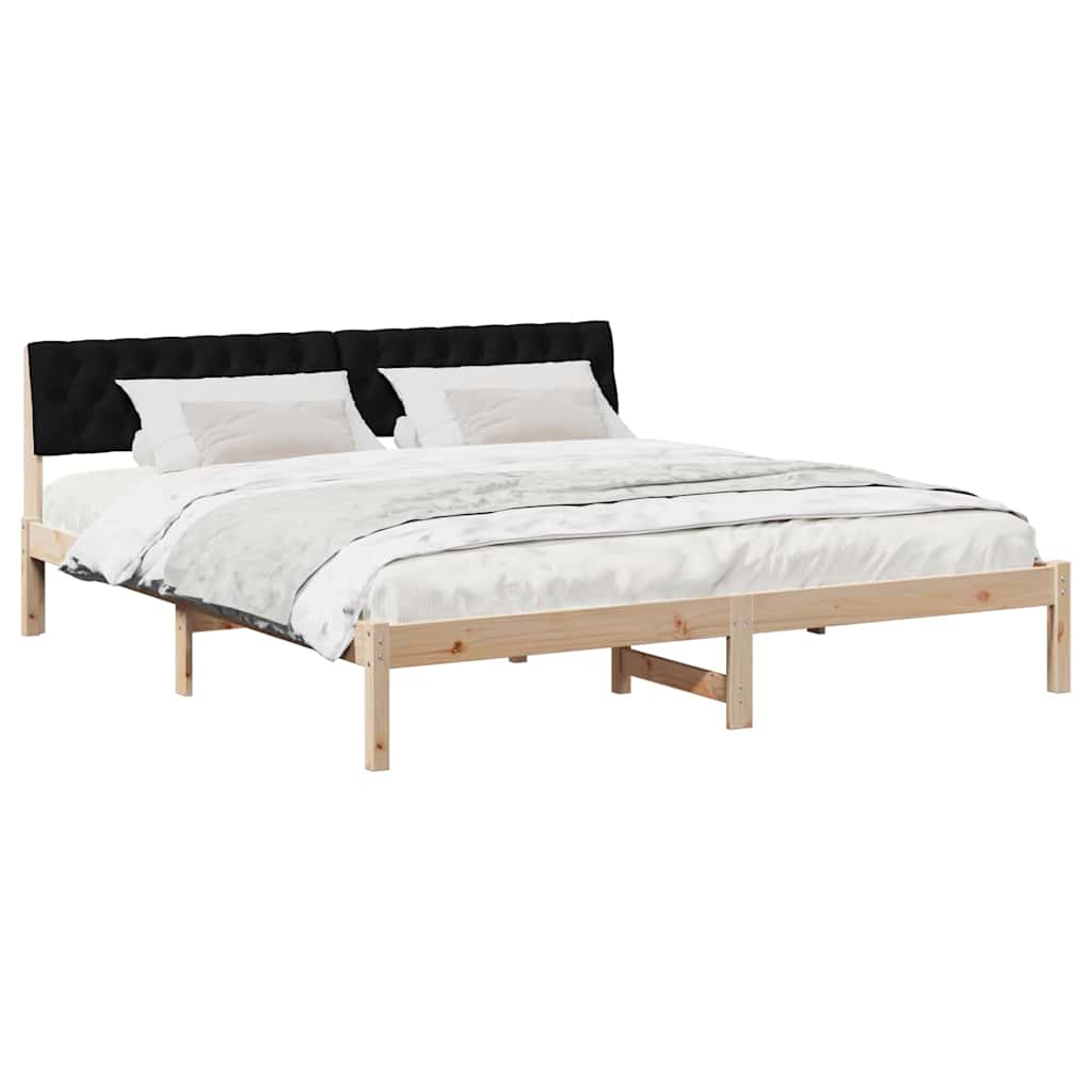 Bettgestell Braun und hellgrau 200 x 200 cm Massivholz Kiefer