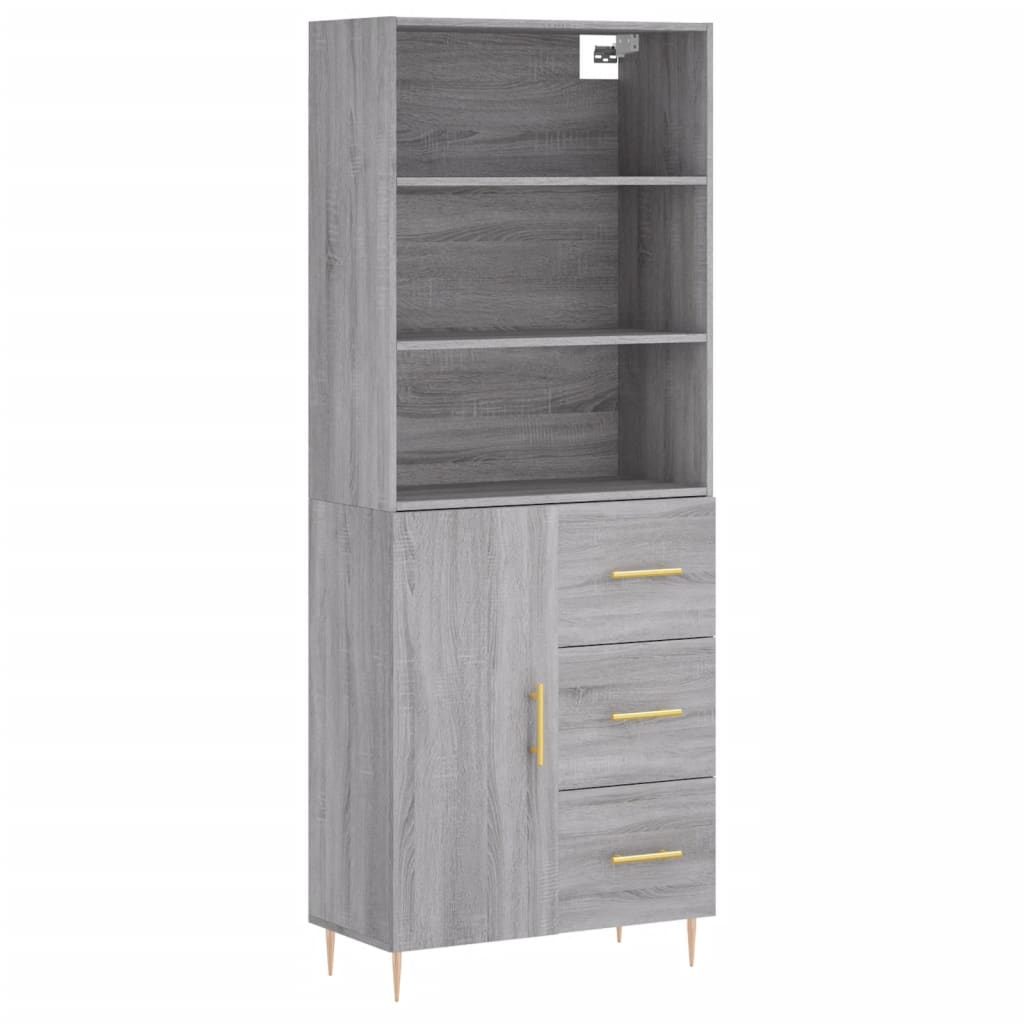 Highboard Hochglanz-Weiß 69,5x34x180 cm Holzwerkstoff