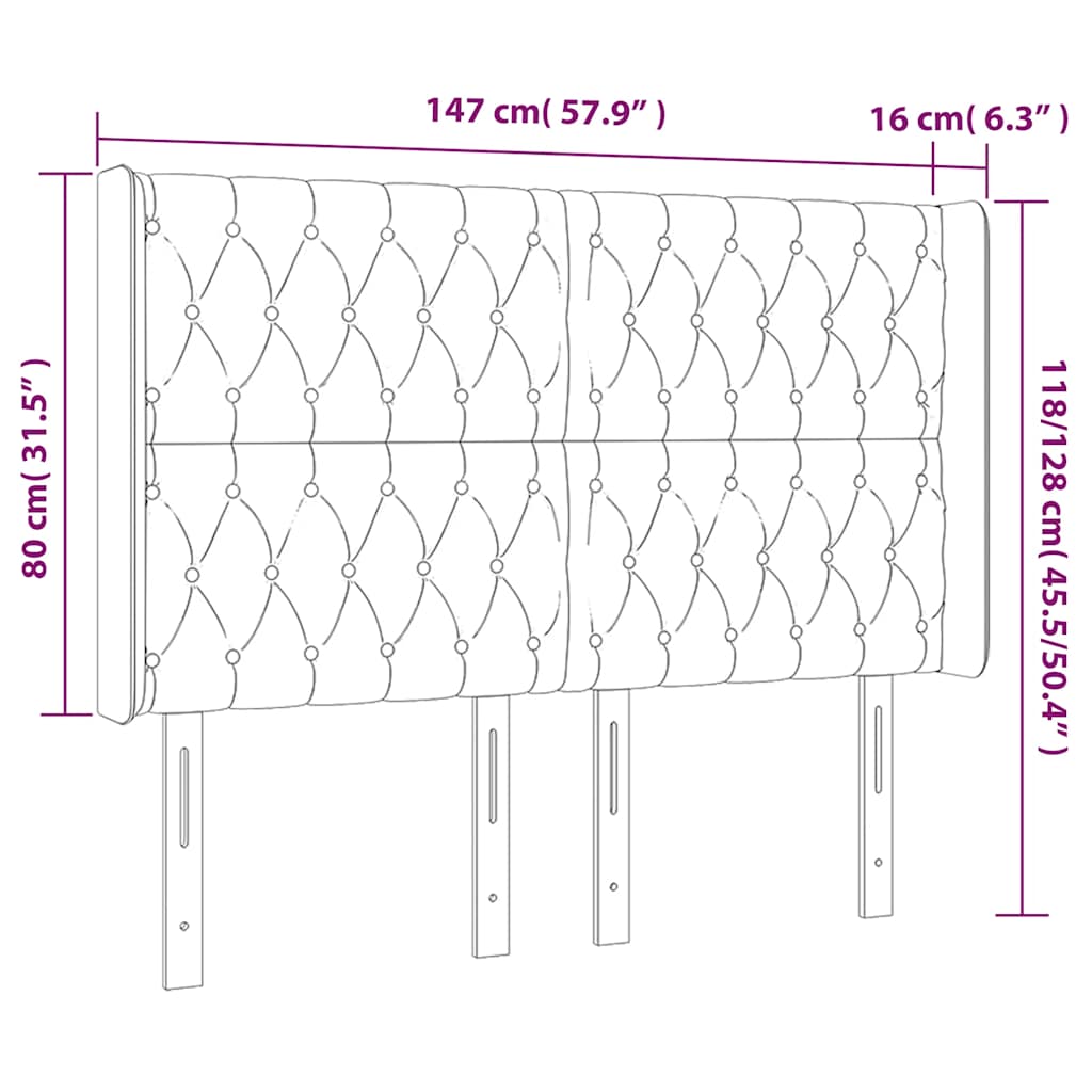 Kopfteil mit Ohren Dunkelblau 93x16x78/88 cm Samt