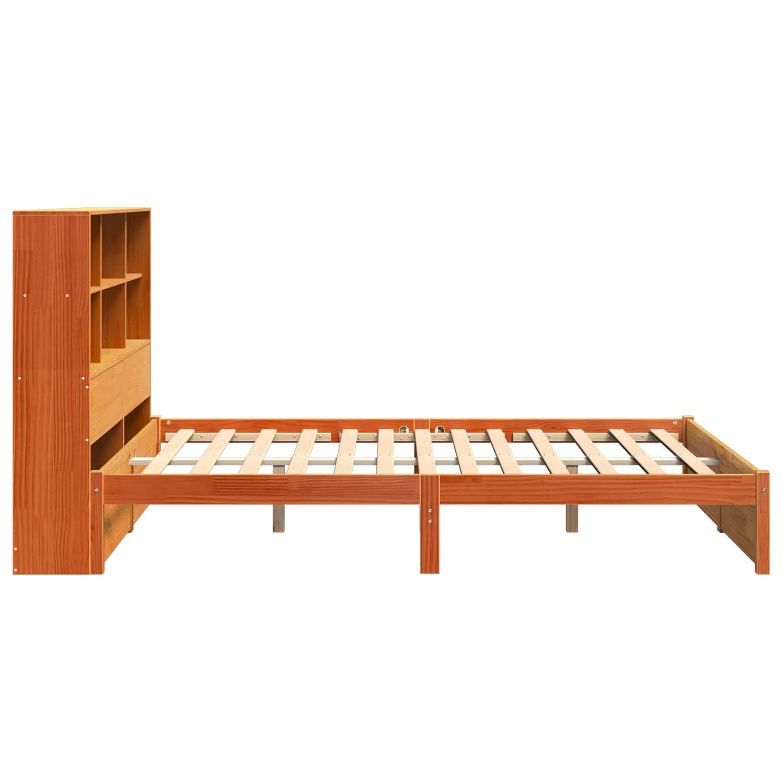 Bettgestell mit Aufbewahrungskopfteil Wachsbraun 150 x 200 cm