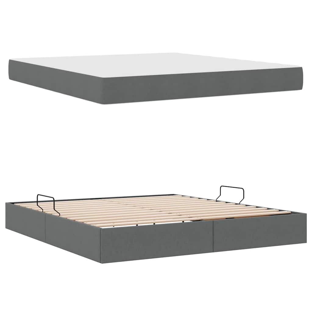 Aufbewahrungsbett mit Matratze Hellgrau 90 x 190 cm Polyester