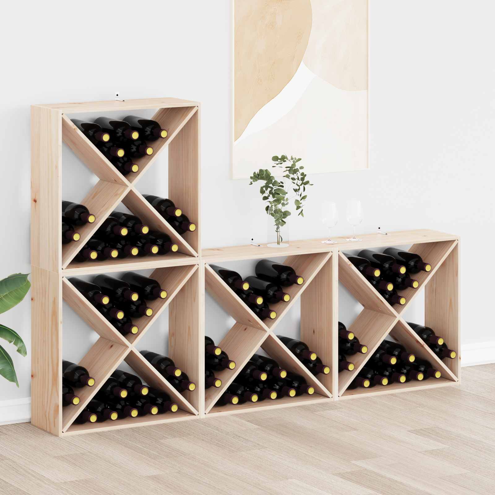 Weinschrank 56 x 25 x 56 cm Massivholz Kiefer