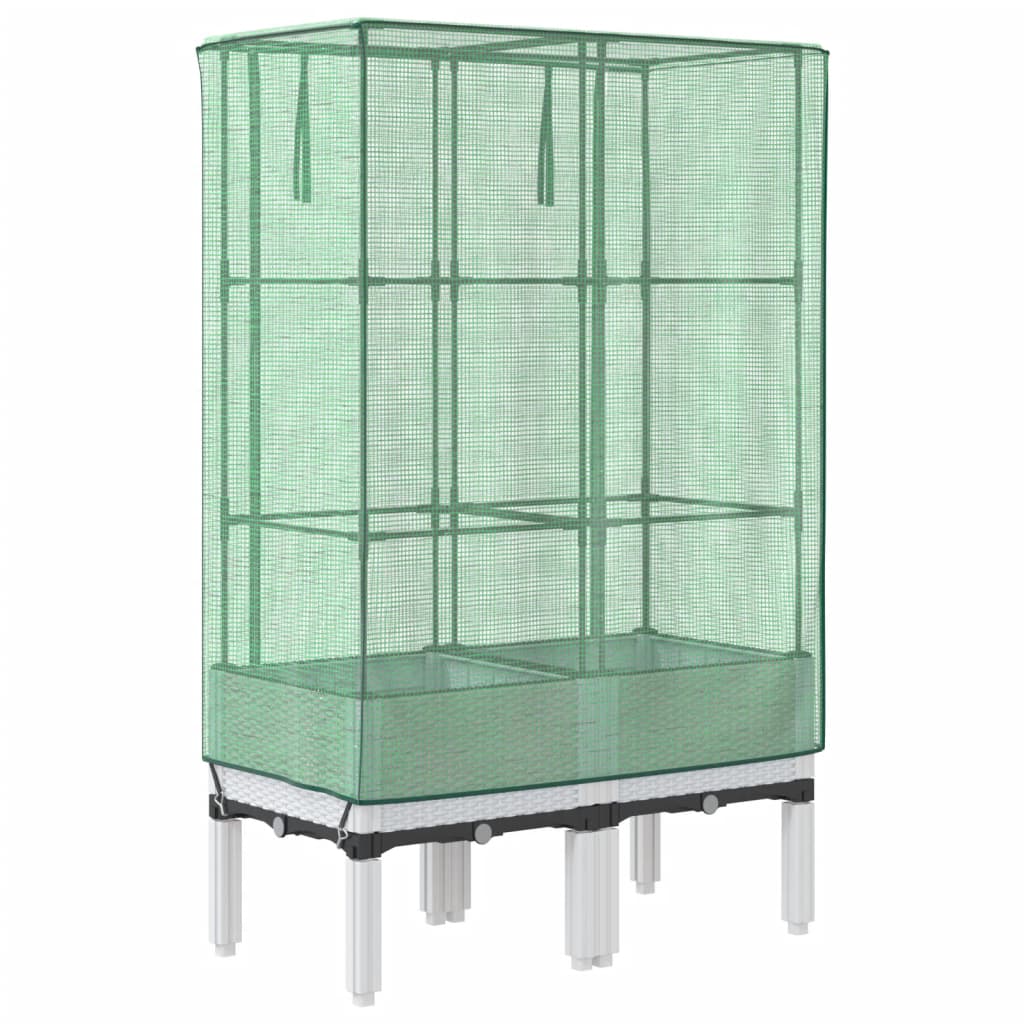 Hochbeet mit Gewächshaus-Aufsatz Rattan-Optik 40x40x140 cm