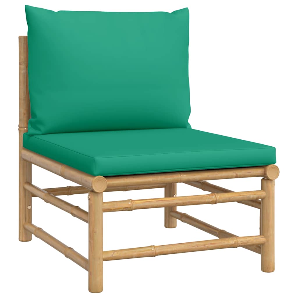 3-tlg. Garten-Lounge-Set mit Hellgrauen Kissen Bambus
