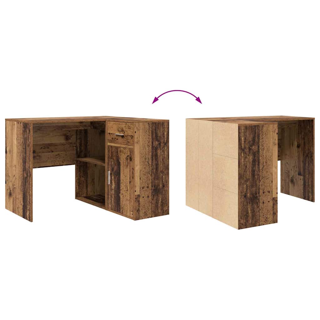 Eck-Schreibtisch Schwarz Eichen-Optik 102 x 88 x 75 cm