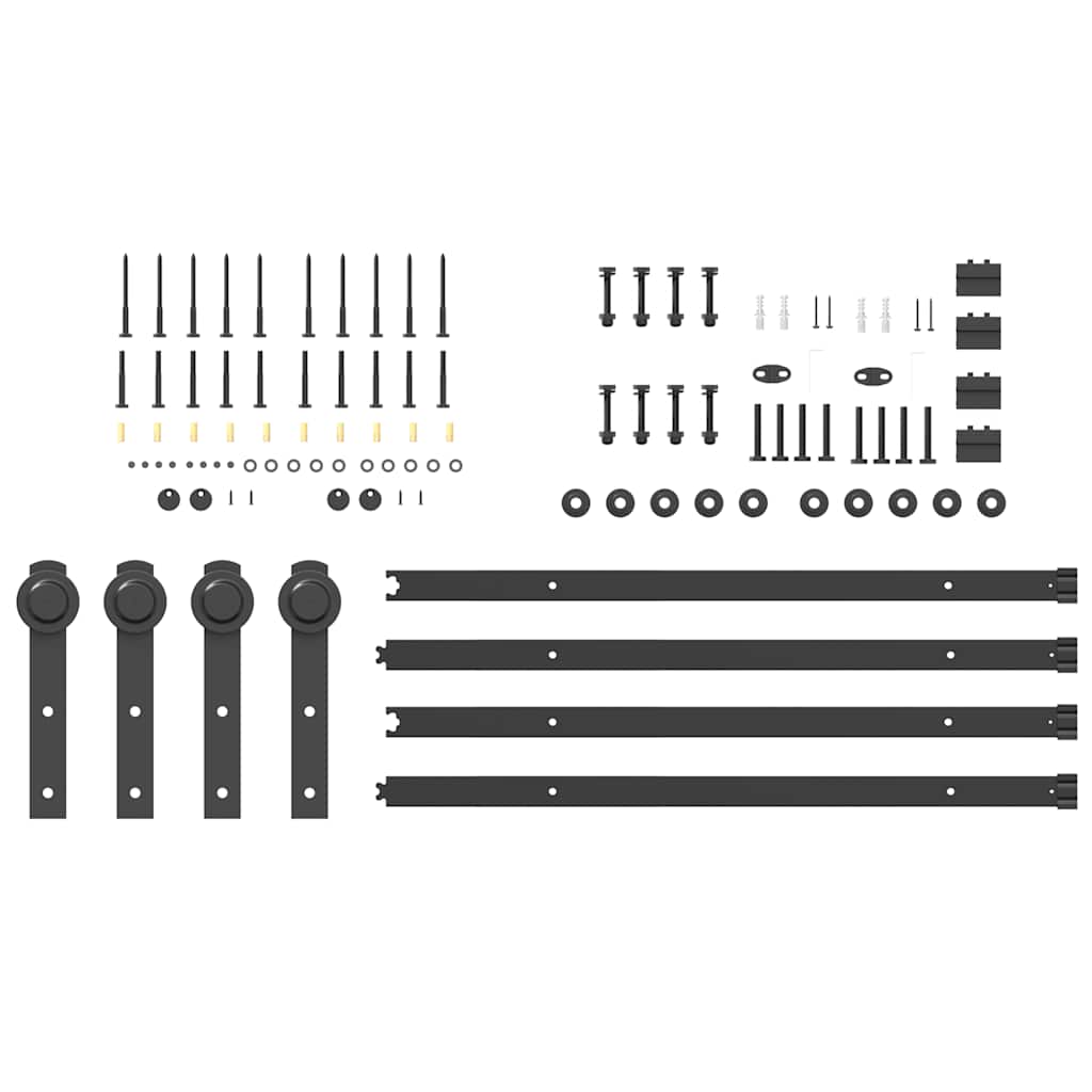 Schiebetürbeschlag-Set 366 cm Stahl Schwarz