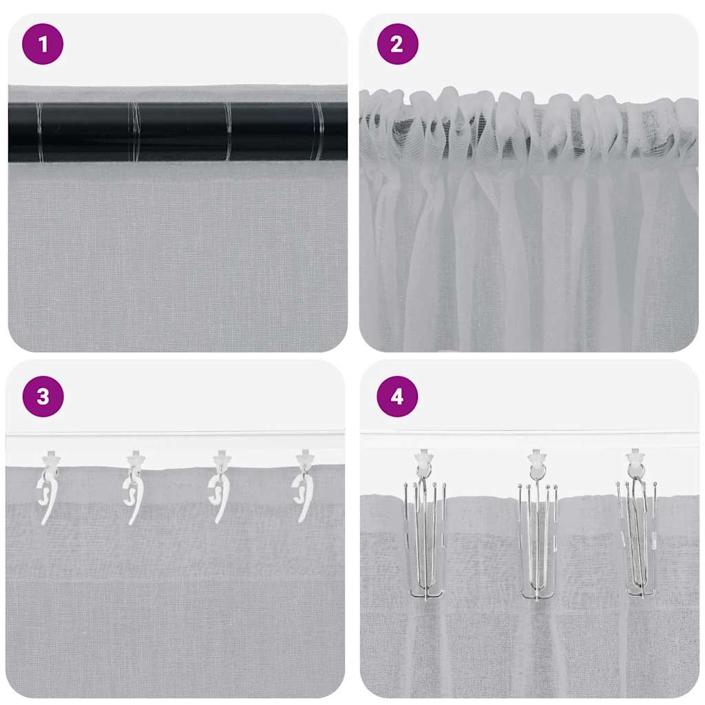 Voile-Vorhang mit Vorhängen 2 pcs Weiß 140 x 140 cm Polyester
