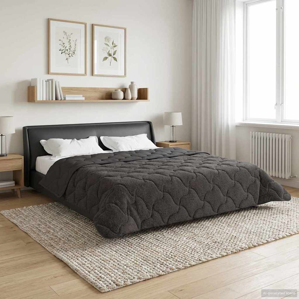 Winterbettdecke Gepolstert Anthrazit 135 x 200 cm