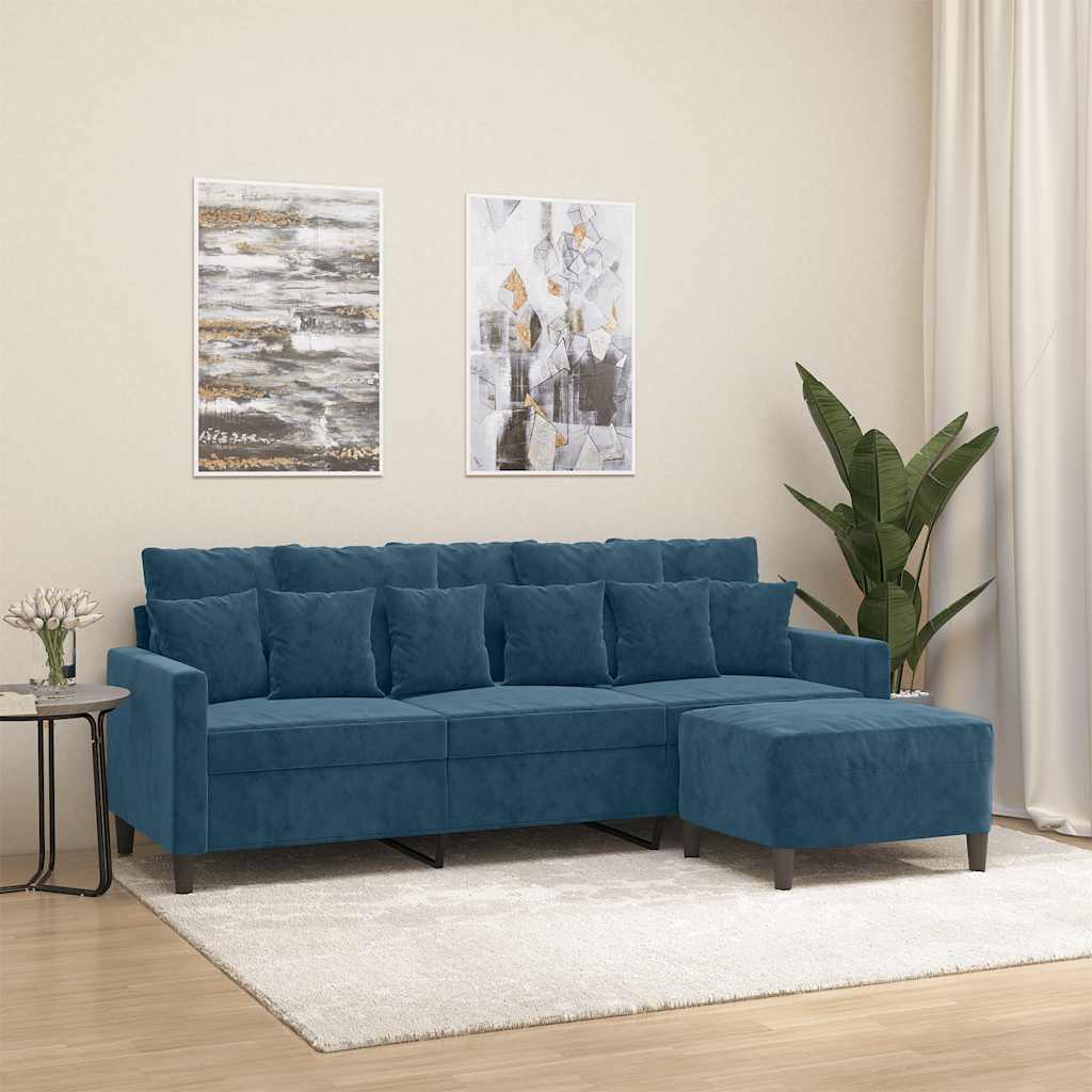 3-Sitzer-Sofa mit Hocker Rosa 180 cm Samt