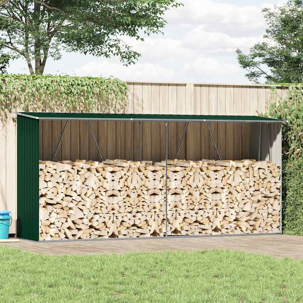 Brennholzlager aus verzinktem Stahl 330x84x152 cm Grau