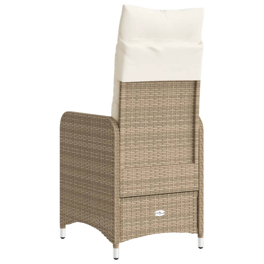 Gartensessel Verstellbar mit Kissen Schwarz Poly Rattan