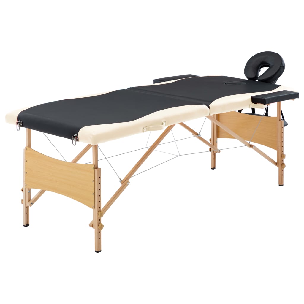 Massageliege Klappbar 2-Zonen mit Holzgestell Lila