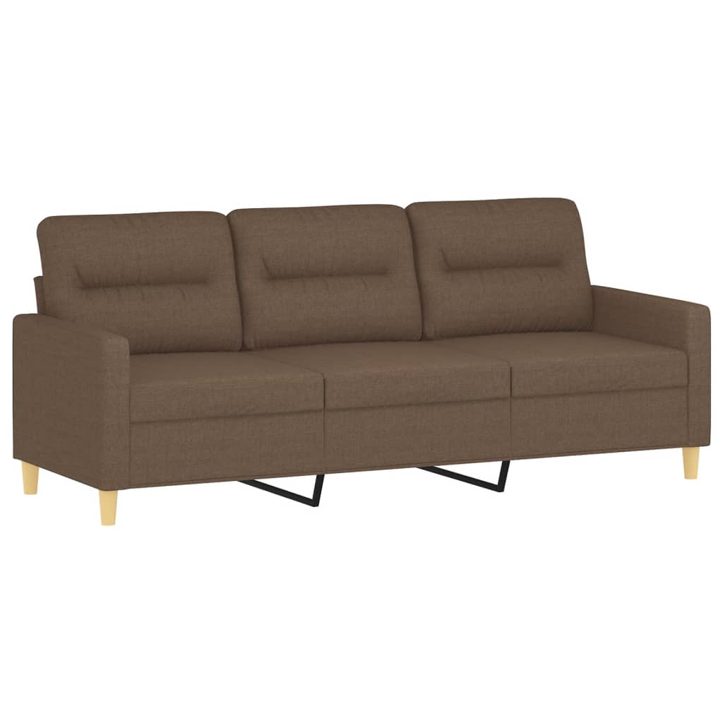 3-tlg. Sofagarnitur mit Kissen Taupe Stoff