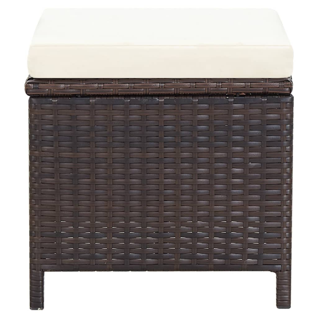 4-tlg. Gartenstuhl und Hocker Set Poly Rattan Schwarz
