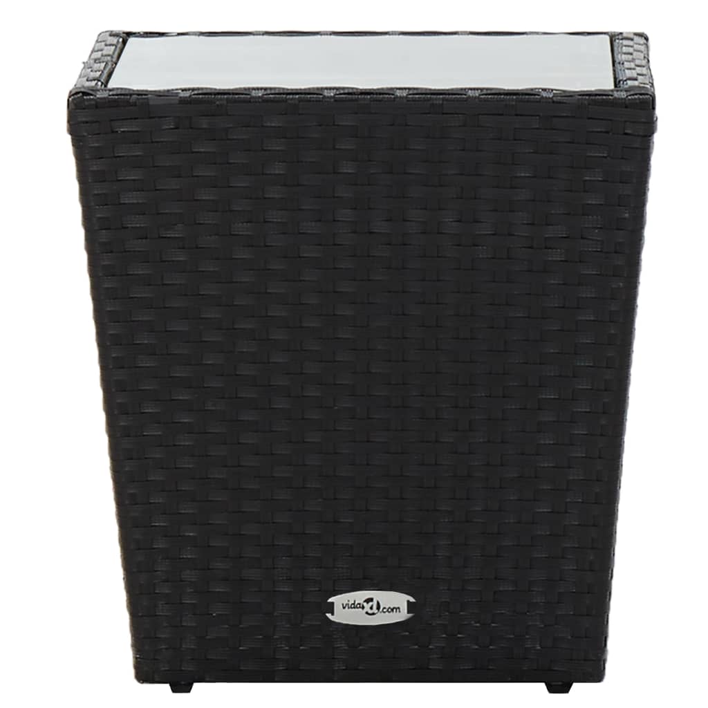 Beistelltisch Beige 41,5x41,5x44 cm Poly Rattan und Hartglas
