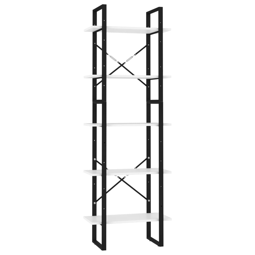Bücherregal 5 Fächer Weiß 40x30x175 cm Holzwerkstoff