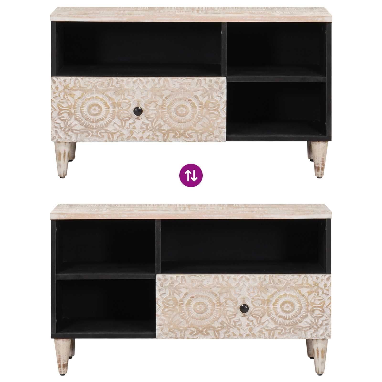 TV-Schränk mit Regal Braun 80 x 33,5 x 46 cm Massivholz Mango