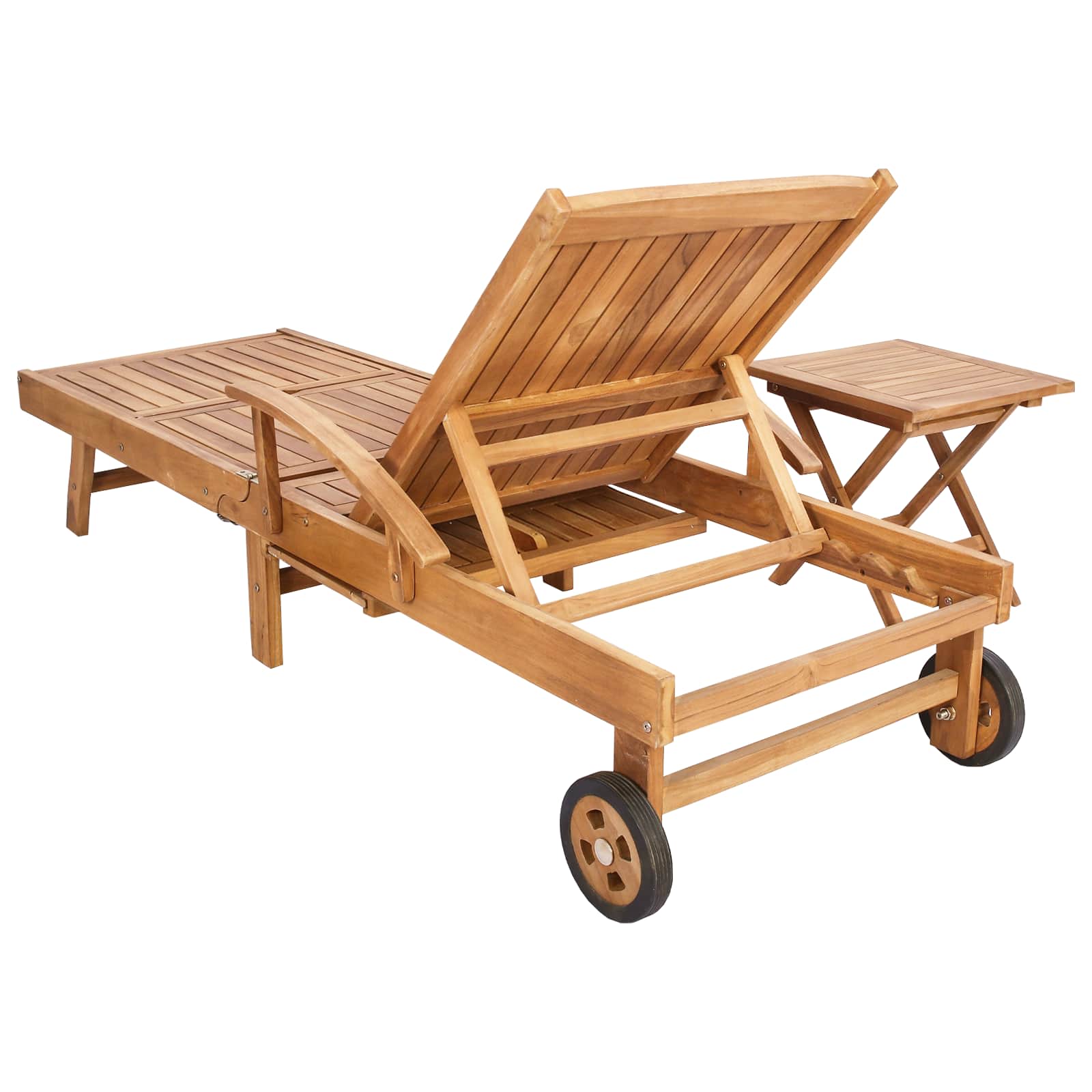Sonnenliege 1-Person Braun Massivholz Teak