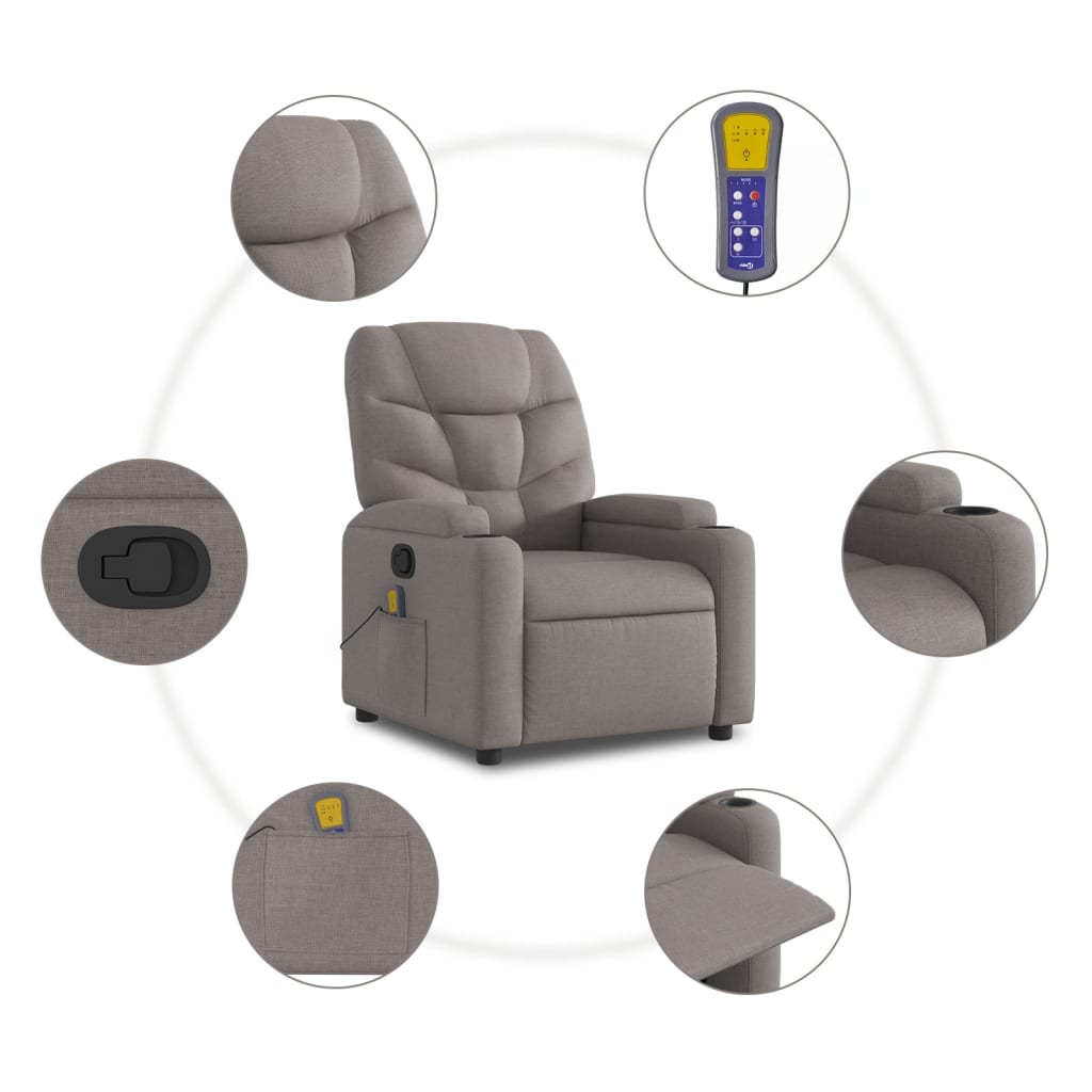 Relaxsessel Elektrisch Dunkelgrau Stoff