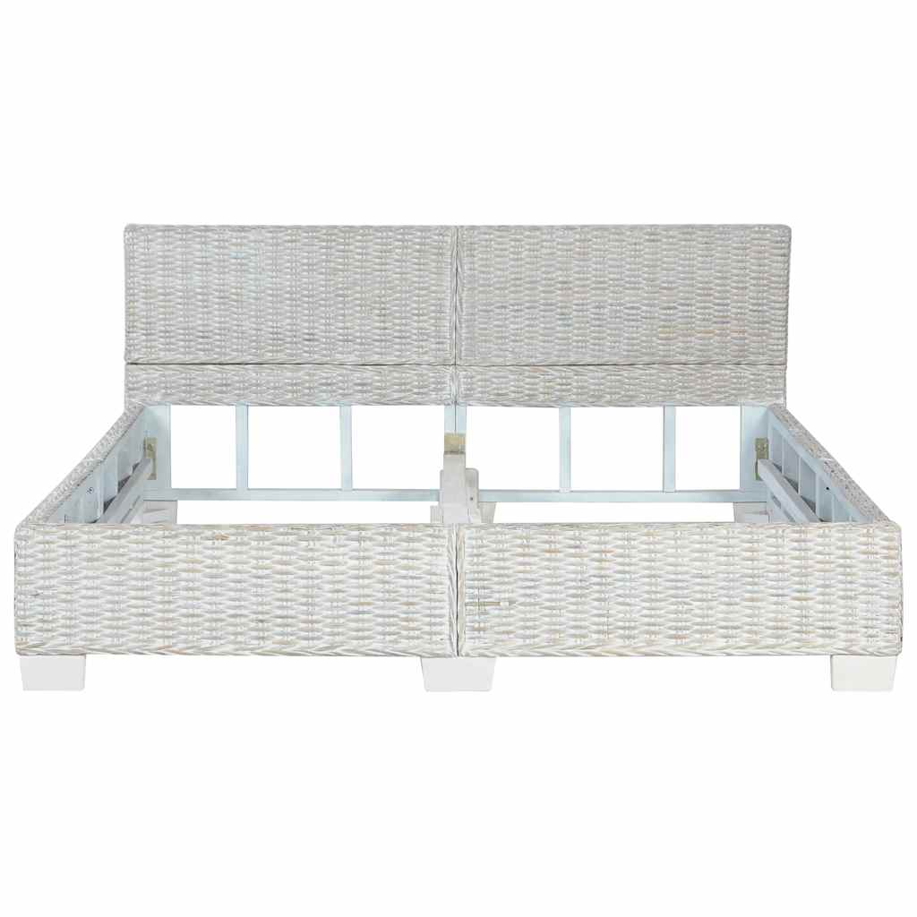 Bettgestell Grau Natur Rattan 140 x 200 cm