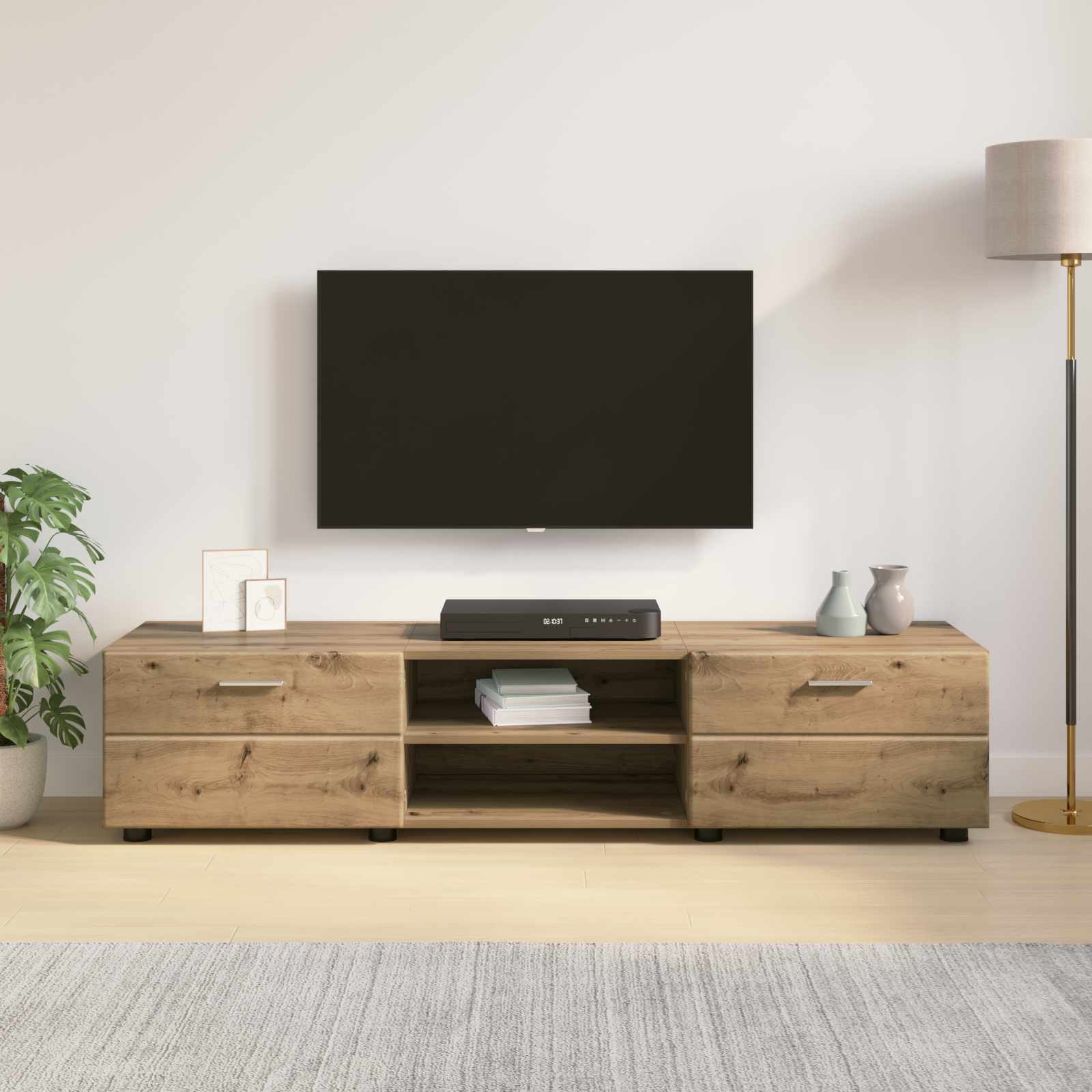Highboard mit Regal FLORIN Weiß 60 x 35 x 182 cm Holzwerkstoff