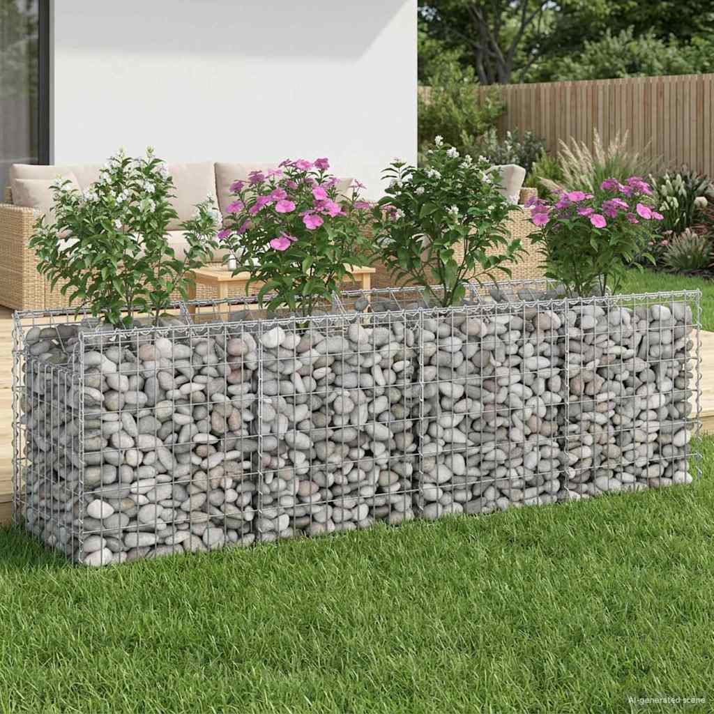 Gabionen-Hochbeet 2 pcs Silber