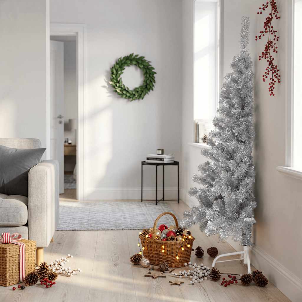 Künstlicher Halb-Weihnachtsbaum mit Ständer Grün 150 cm PVC