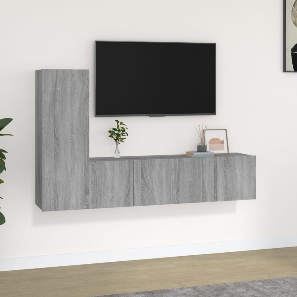 3-tlg. TV-Schrank-Set Weiß Holzwerkstoff