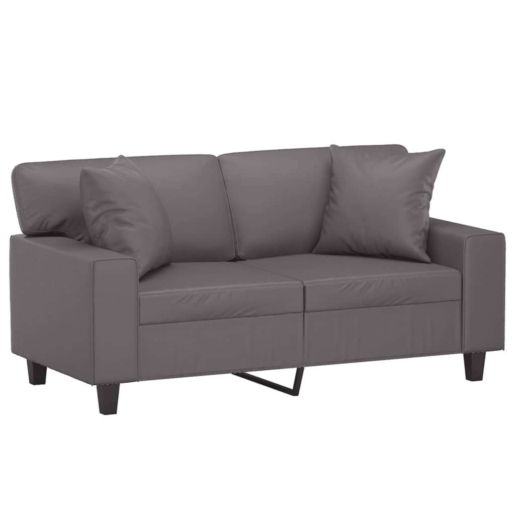 2-Sitzer-Sofa mit Zierkissen Creme 120 cm Kunstleder