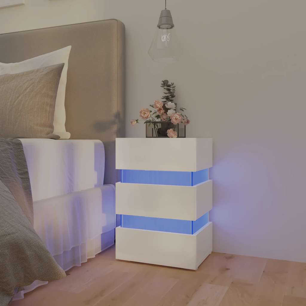 LED-Nachttisch Weiß 45x35x67 cm Holzwerkstoff