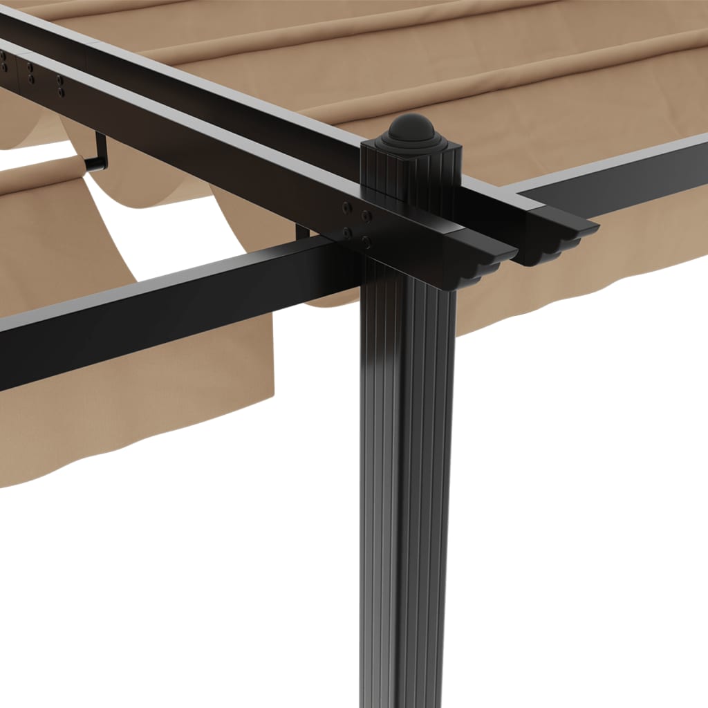 Gartenpavillon mit Ausziehbarem Dach Creme 3x6 m Aluminium