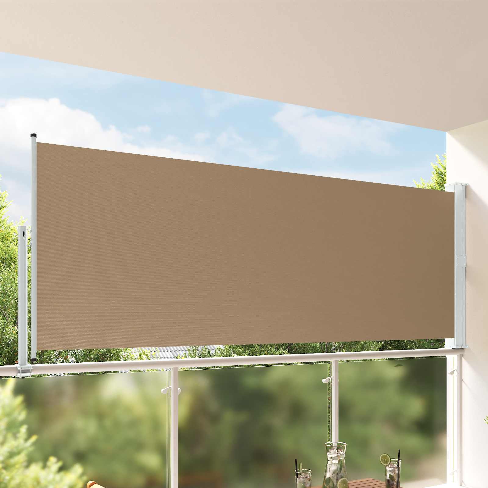 Seitenmarkise 60 x 300 cm 100% Polyester Eisen Stahl