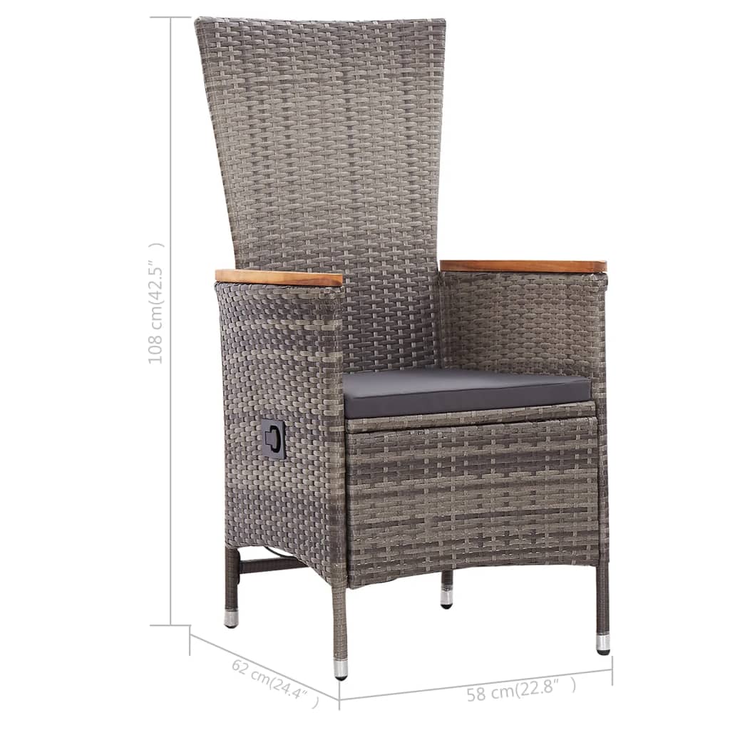 Garten-Liegestühle 2 Stk. mit Auflagen Poly Rattan Schwarz