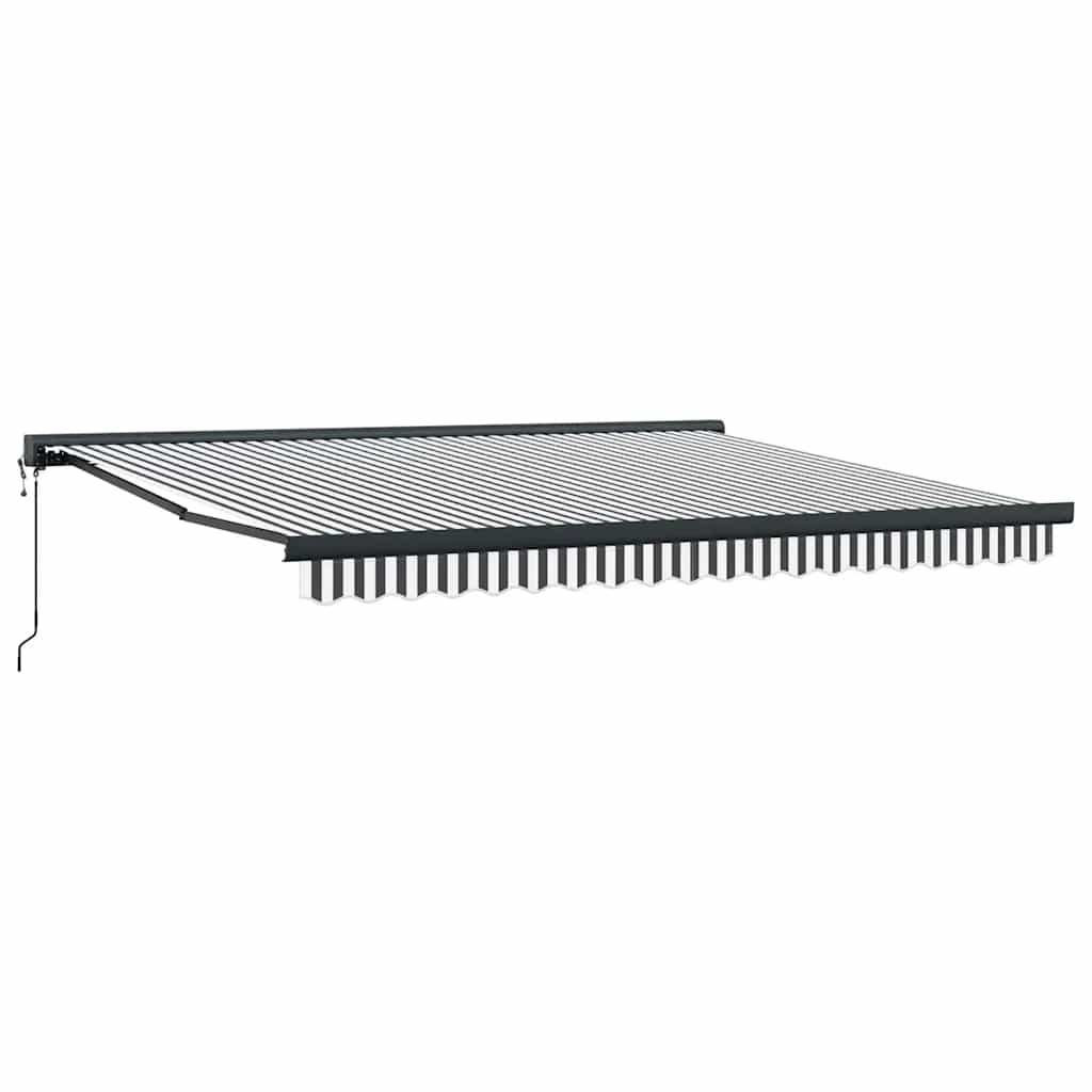 Markise Einziehbar Blau und Weiß 4x3 m Stoff und Aluminium